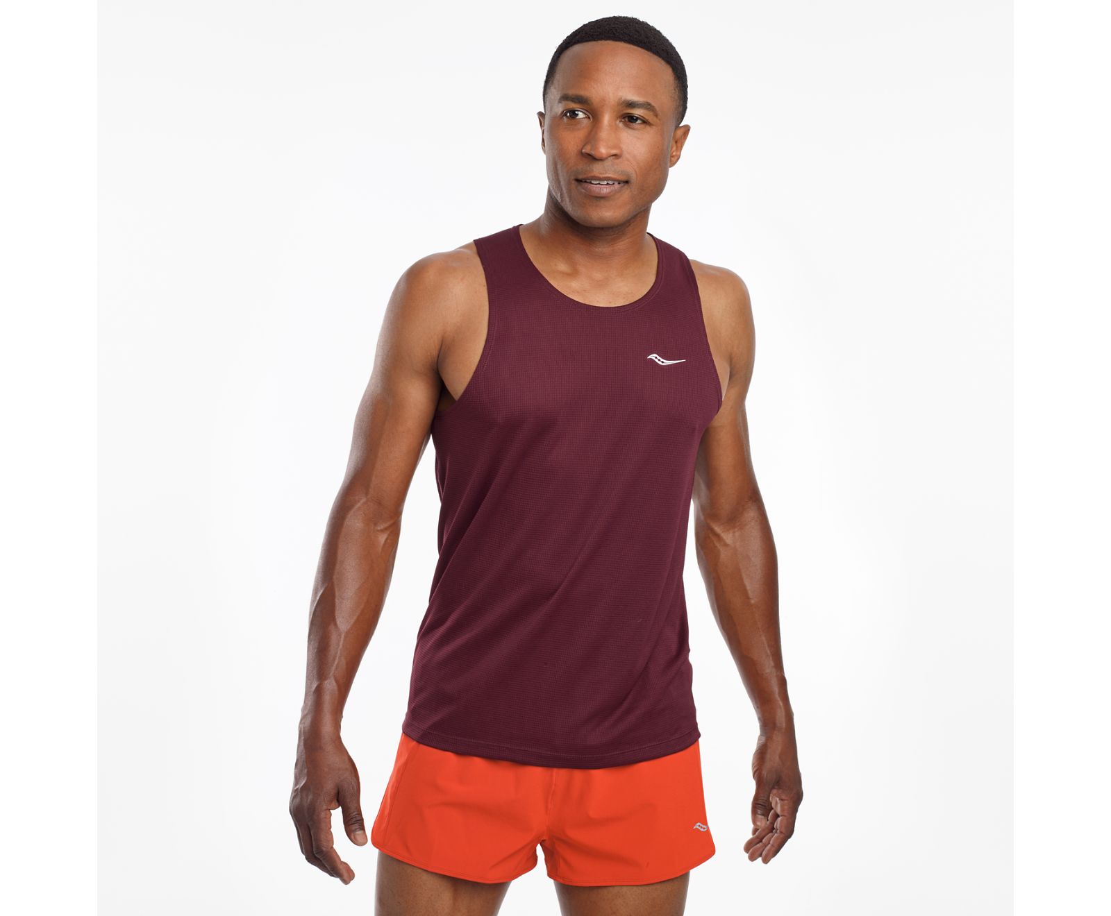 Men\'s Saucony Stopwatch Singlet Tanks Burgundy | Singapore 665GSOL